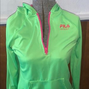 Neon green and hot pink fila pullover 💚💗